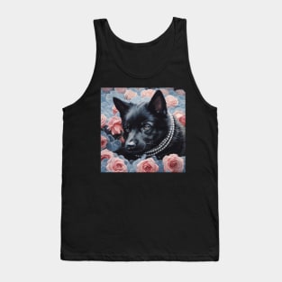 Black German Shepherd and Roses Tank Top